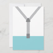 Little Man Baptism Invitation, Aqua, Grey Kaart (Achterkant)