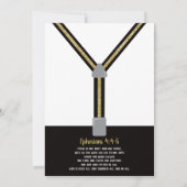 Little Man Baptism Invitation, Black, Gold Kaart (Achterkant)