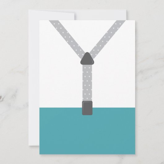 Little Man Birthday Party, Blauwgroen, grijs, groe Kaart (Achterkant)