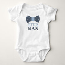 Little Man Bow Stropdas Baby Bodysuit in Navy en G