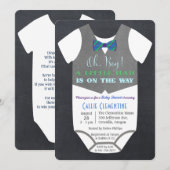 Little Man Bow Stropdas Invitation Baby shower Kaart (Voorkant / Achterkant)