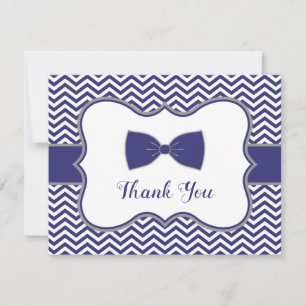 Little Man Bow Stropdas Navy Grey Baby shower Dank Bedankkaart