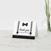 Little Man Boy Zwart Grijs Bow Stropdas baby showe Bedankkaart (Voorkant)
