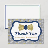 Little Man Carte de remerciements, Marine, Faux Pa (Devant / Derrière)