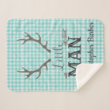 Little Man Deer Hunting Blauwgroen Plaid