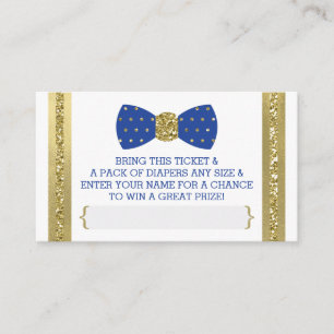 Little Man Diaper Raffle Ticket, Royal Blue, Gold Informatiekaartje