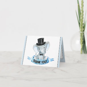 Little Man Elephant Baby shower Dank u kaarten