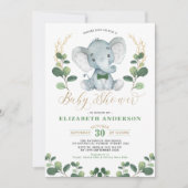 Little Man Elephant Greenery Gold Boy Baby shower Kaart (Voorkant)