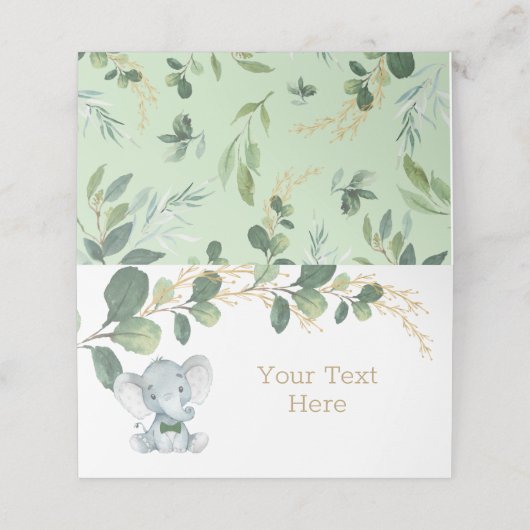 Little Man Elephant Waterverf Green Gold Greenery (Buitenkant ongevouwen)