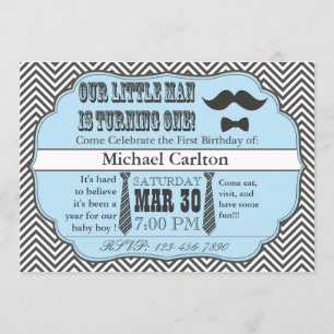Little Man First Birthday Invitation Kaart