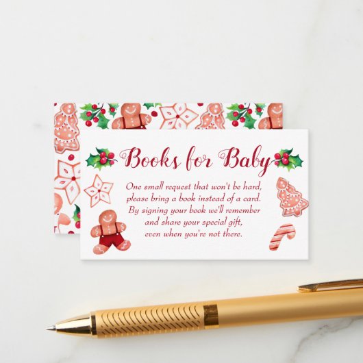 Little Man Gingerbread Baby shower Boeken voor Bab Informatiekaartje (Voorkant / Achterkant in situ)