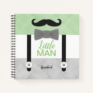 Little man groen grijs babyboy shower gastenboek notitieboek