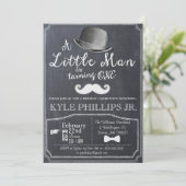 Little Man Lil Man 1e Verjaardagsuitnodiging Kaart (Staand voorkant)