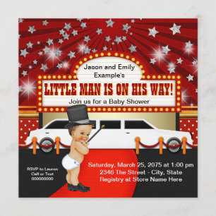 Little Man Limousine Filmster Baby Shower Kaart