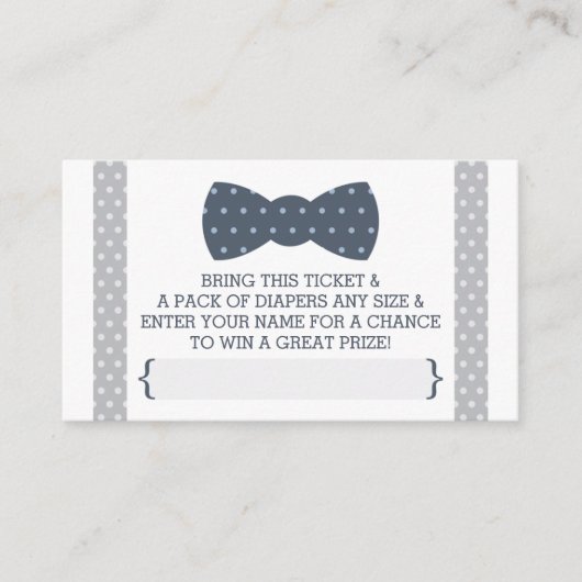 Little Man Luier Raffle Ticket, Marineblauw, Grijs Informatiekaartje (Voorkant)