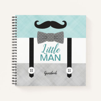 Little man mint grijs babyboy shower gastenboek notitieboek