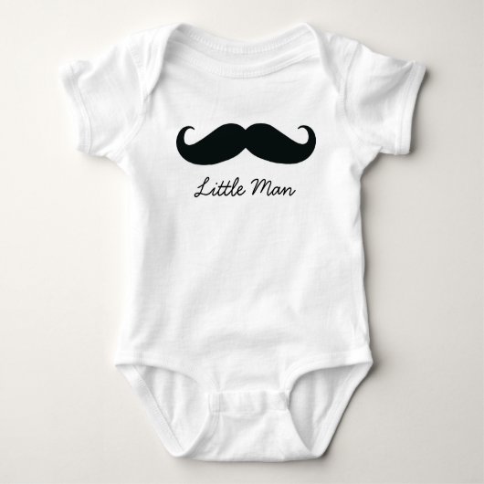 Little Man Mustache Baby Creeper, Wit Romper (Voorkant)