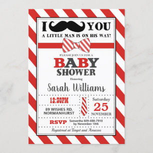 Little Man Mustache Baby shower Baby Boy Kaart
