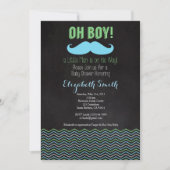 Little Man Mustache Baby shower Invitation Chalkb Kaart (Voorkant)