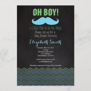 Little Man Mustache Baby shower Invitation Chalkb Kaart