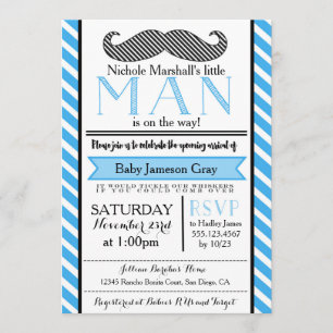 Little Man Mustache Baby shower Invitation Kaart