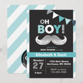 Little Man Mustache Baby shower Invitation Kaart