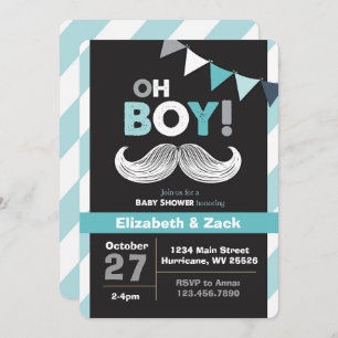 Little Man Mustache Baby shower Invitation Kaart