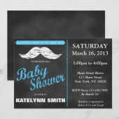 Little Man Mustache Baby shower Invite Kaart (Voorkant / Achterkant)