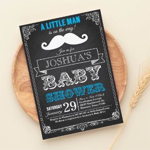 Little Man Mustache Bash Baby shower Invitation Kaart