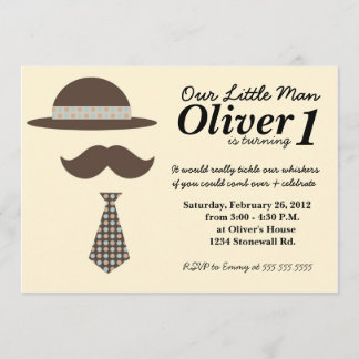 Little Man Mustache Bash Birthday Invitation Kaart
