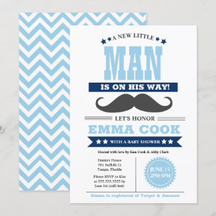 Little Man Mustache Bash Boy Baby shower Kaart