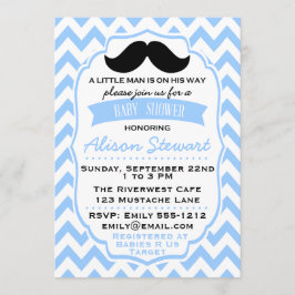Little Man Mustache chevron Baby shower suitnodigi Kaart