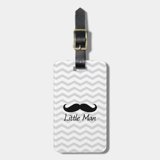 Little Man Mustache Chevron Cute Boys Bagagelabel (Voorkant verticaal)