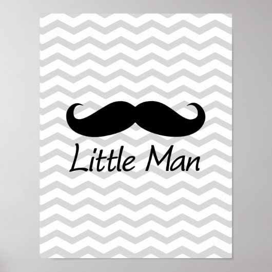 Little Man Mustache Chevron Cute Boys Poster (Voorkant)
