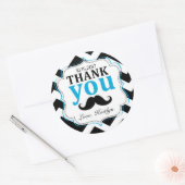 Little Man Mustache Chevron Print Dank je Ronde Sticker (Envelop)