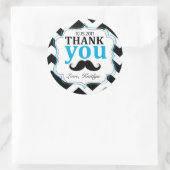 Little Man Mustache Chevron Print Dank je Ronde Sticker (Tas)