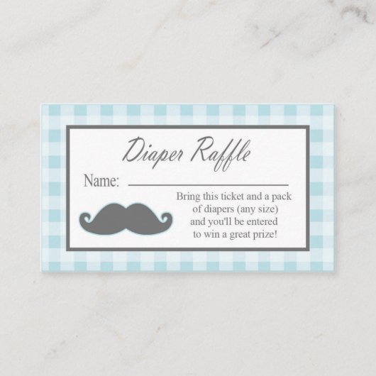 Little Man Mustache Luier Raffle Ticket Informatiekaartje (Voorkant)