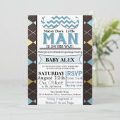 Little Man Mustache Shower-uitnodiging Kaart (Staand voorkant)