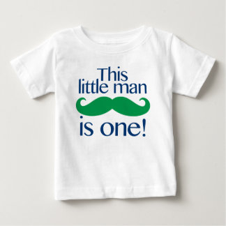 Little Man Mustache Verjaardag Shirt Navy & Green