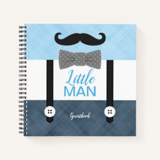 Little man navy blue boy baby shower gastenboek notitieboek