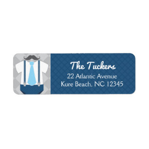 Little Man Navy Blue Grey Baby shower Address Etiket