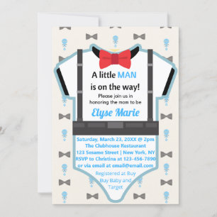 Little Man On Way Baby shower Invitation Kaart