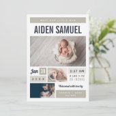 Little Man Photo Collage Faire-part de naissance (Debout devant)