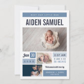 Little Man Photo Collage Faire-part de naissance (Devant)