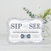 Little Man Sip et voir Baby shower Invitation (Debout devant)