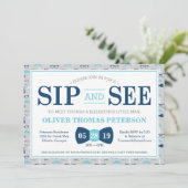 Little Man Sip et voir Baby shower Invitation (Debout devant)