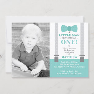 Little Man verjaardagsfeestje met foto Kaart