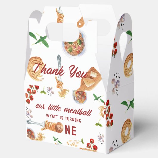 Little Meatball eerste verjaardag Bedankdoosjes (Geopend)