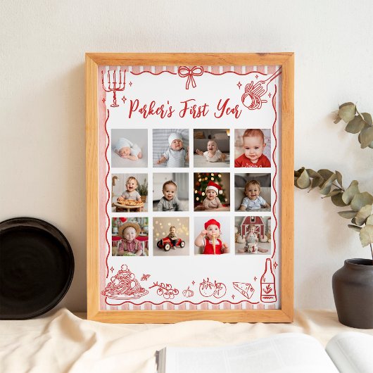 Little Meatball First Year Photo Milestone Poster