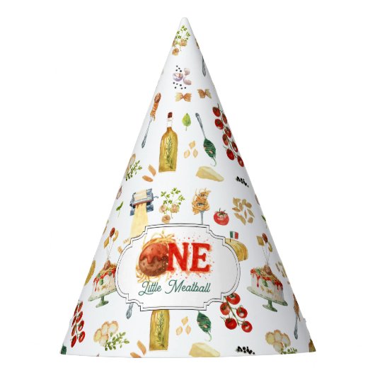 Little Meatball | Holy Ravioli First Birthday Feesthoedjes (Voorkant)